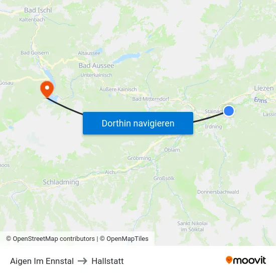Aigen Im Ennstal to Hallstatt map