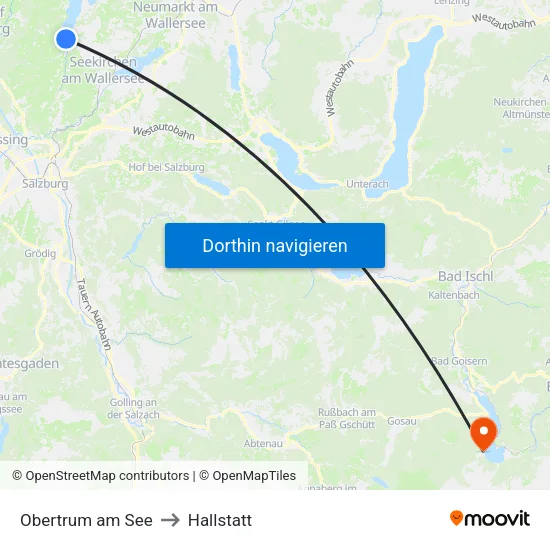 Obertrum am See to Hallstatt map