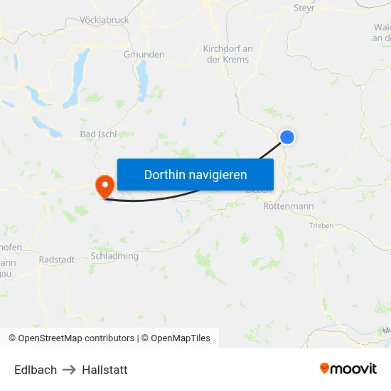 Edlbach to Hallstatt map