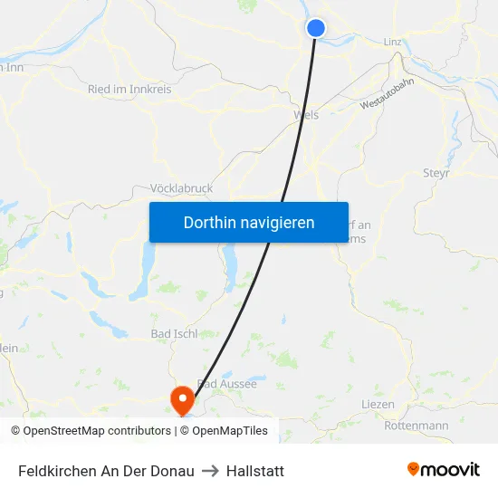 Feldkirchen An Der Donau to Hallstatt map