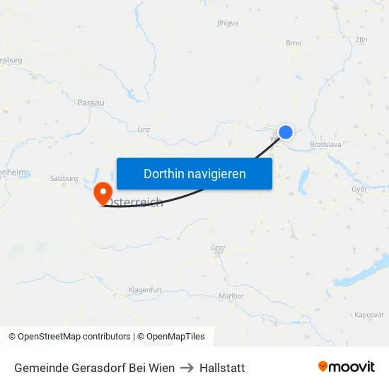 Gemeinde Gerasdorf Bei Wien to Hallstatt map