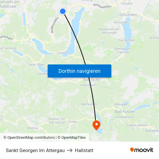 Sankt Georgen Im Attergau to Hallstatt map