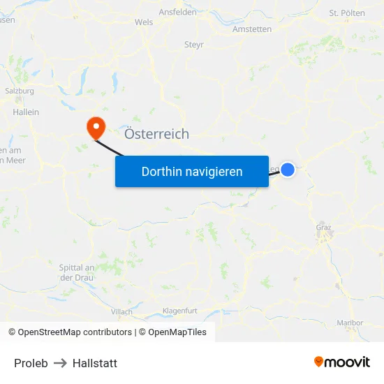Proleb to Hallstatt map