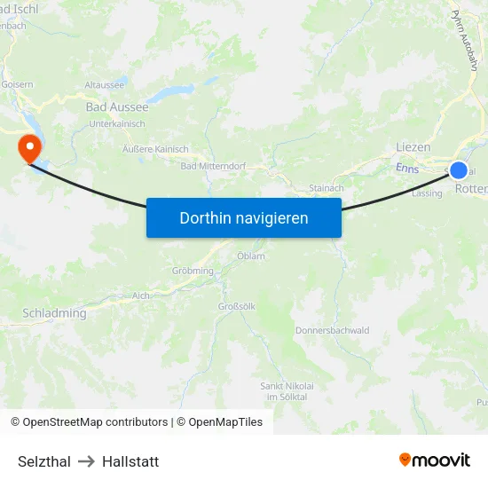 Selzthal to Hallstatt map