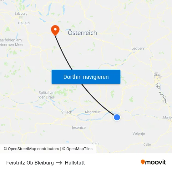 Feistritz Ob Bleiburg to Hallstatt map