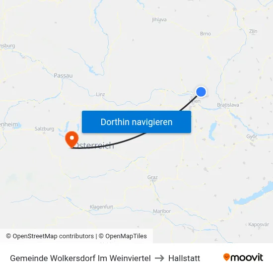 Gemeinde Wolkersdorf Im Weinviertel to Hallstatt map