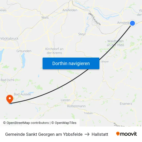Gemeinde Sankt Georgen am Ybbsfelde to Hallstatt map