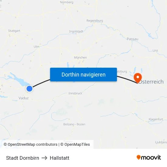 Stadt Dornbirn to Hallstatt map