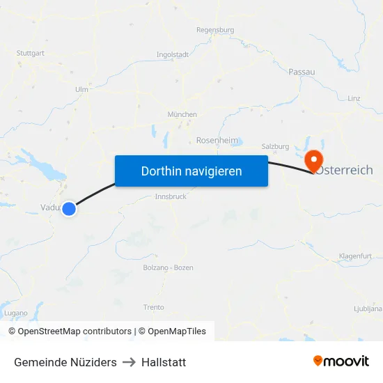 Gemeinde Nüziders to Hallstatt map