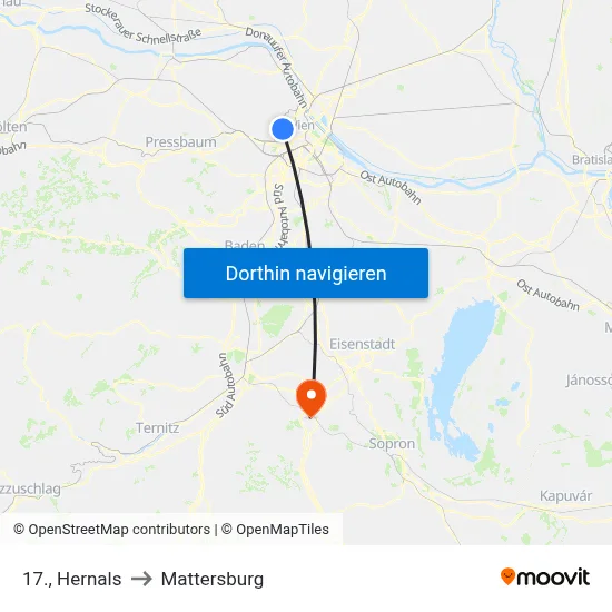 17., Hernals to Mattersburg map