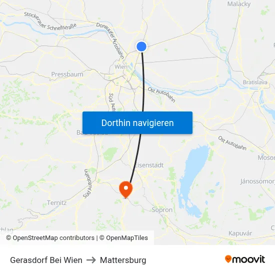 Gerasdorf Bei Wien to Mattersburg map