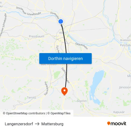 Langenzersdorf to Mattersburg map