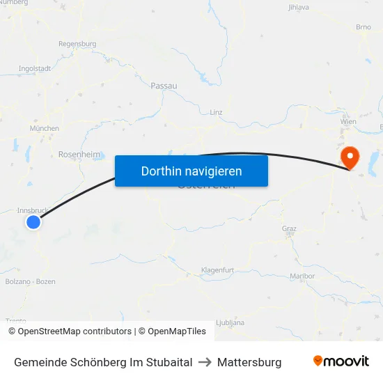 Gemeinde Schönberg Im Stubaital to Mattersburg map