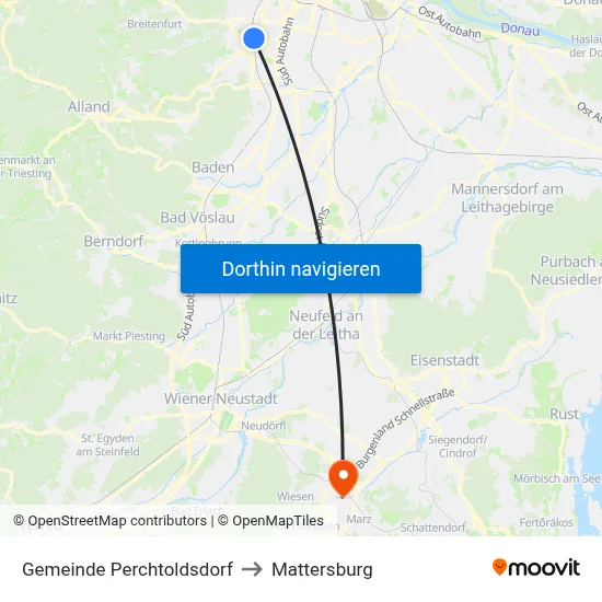 Gemeinde Perchtoldsdorf to Mattersburg map