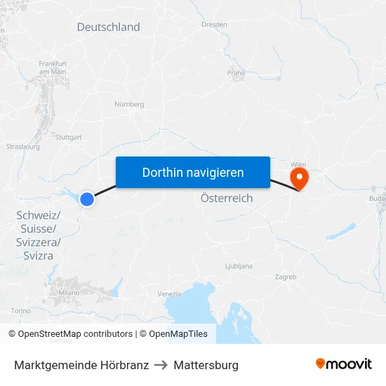 Marktgemeinde Hörbranz to Mattersburg map