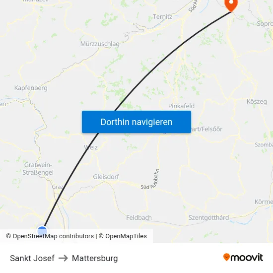 Sankt Josef to Mattersburg map