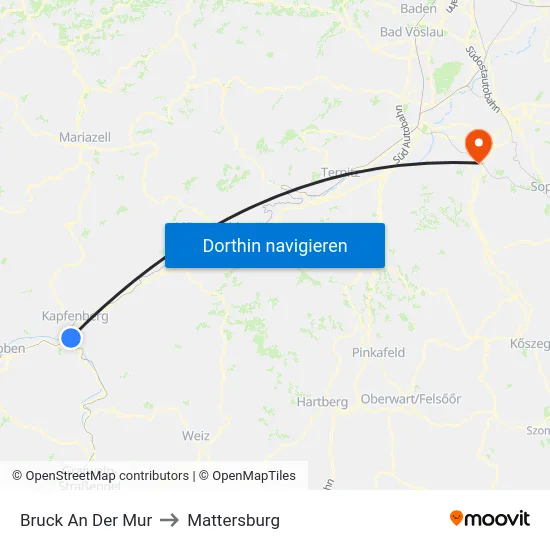 Bruck An Der Mur to Mattersburg map