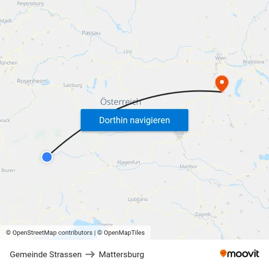Gemeinde Strassen to Mattersburg map