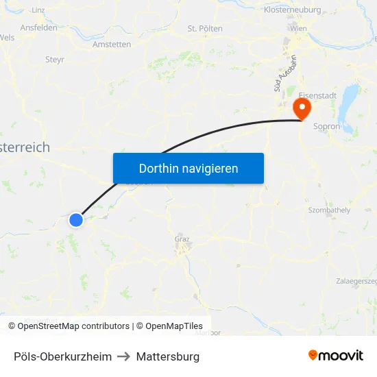 Pöls-Oberkurzheim to Mattersburg map