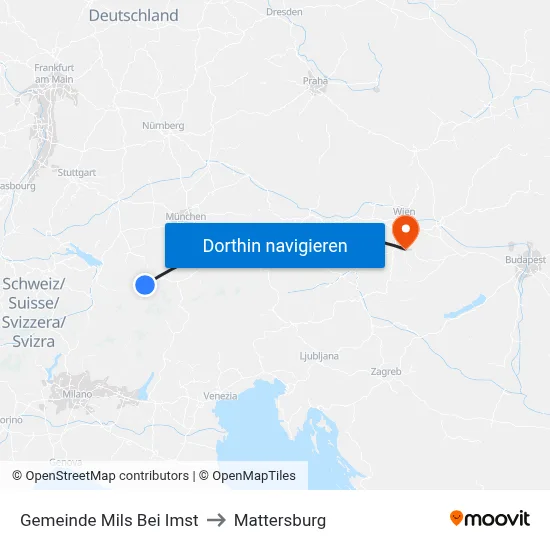 Gemeinde Mils Bei Imst to Mattersburg map