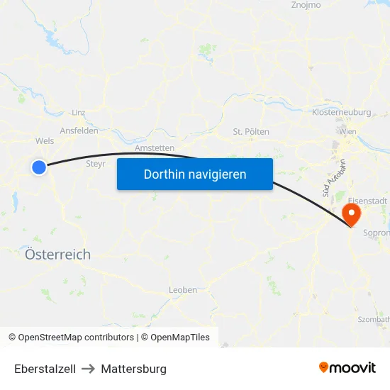 Eberstalzell to Mattersburg map