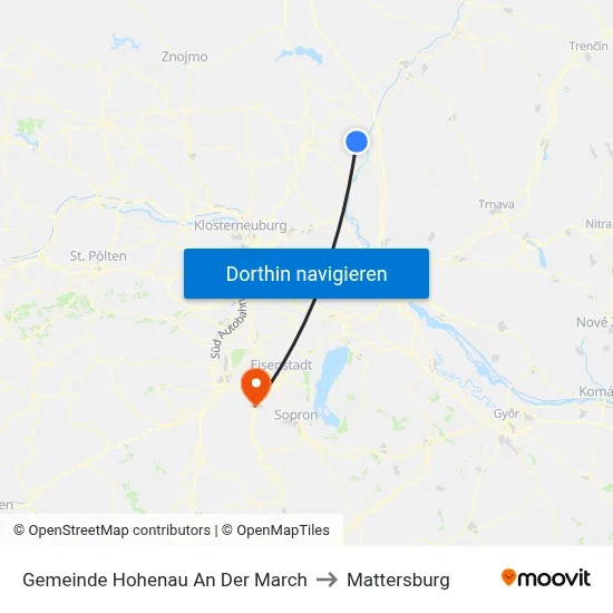 Gemeinde Hohenau An Der March to Mattersburg map