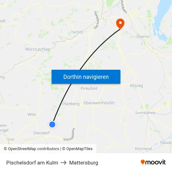 Pischelsdorf am Kulm to Mattersburg map