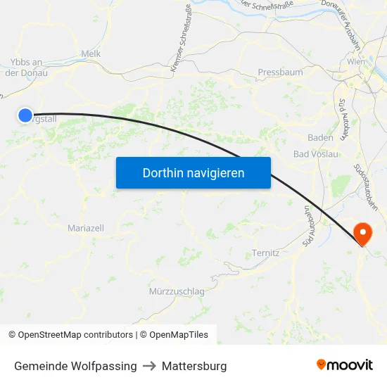 Gemeinde Wolfpassing to Mattersburg map