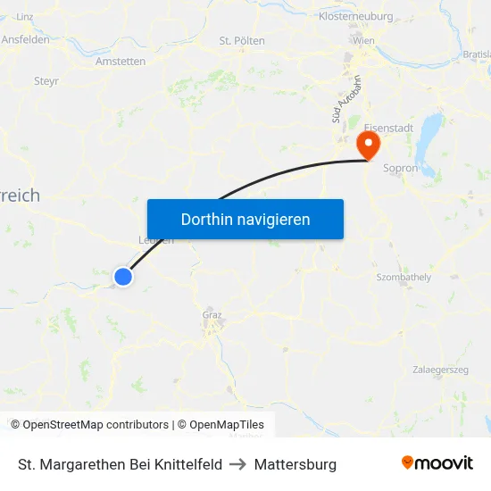 St. Margarethen Bei Knittelfeld to Mattersburg map