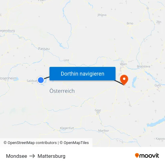 Mondsee to Mattersburg map