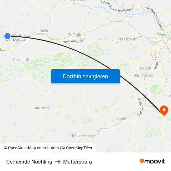 Gemeinde Nöchling to Mattersburg map