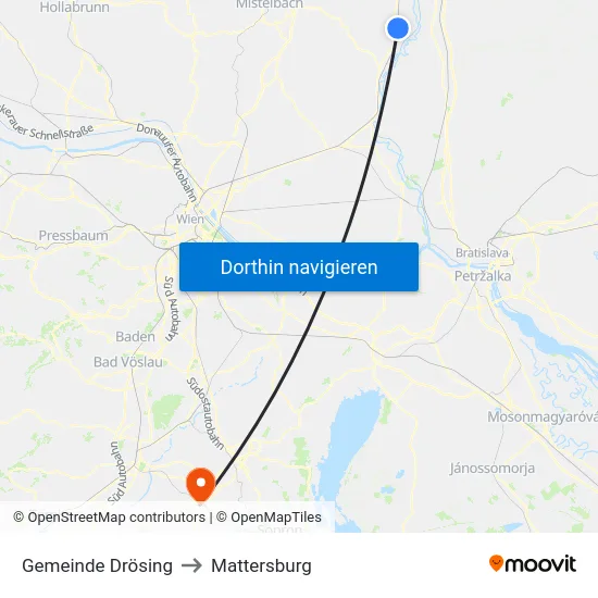Gemeinde Drösing to Mattersburg map