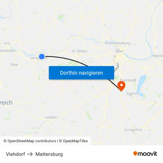 Viehdorf to Mattersburg map