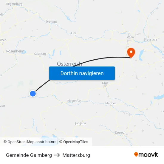 Gemeinde Gaimberg to Mattersburg map