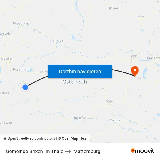 Gemeinde Brixen Im Thale to Mattersburg map