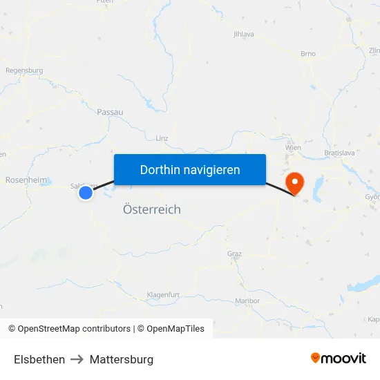 Elsbethen to Mattersburg map