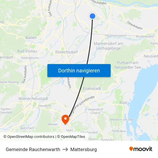Gemeinde Rauchenwarth to Mattersburg map