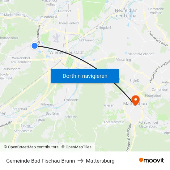 Gemeinde Bad Fischau-Brunn to Mattersburg map