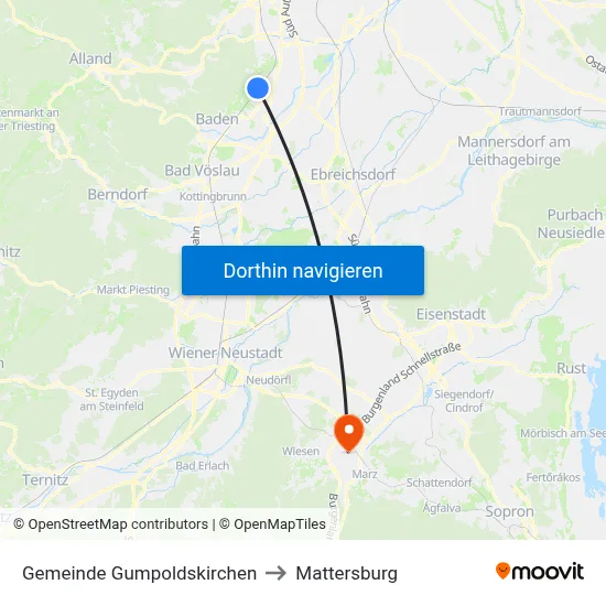 Gemeinde Gumpoldskirchen to Mattersburg map