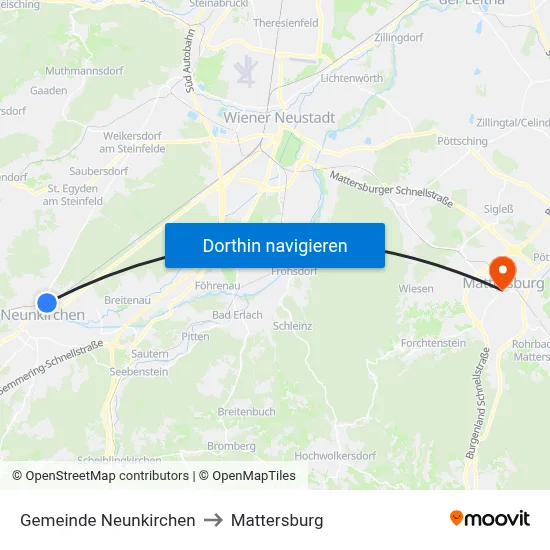 Gemeinde Neunkirchen to Mattersburg map