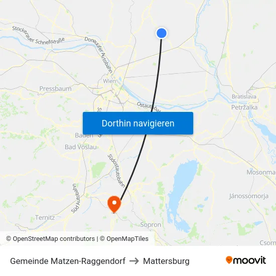 Gemeinde Matzen-Raggendorf to Mattersburg map