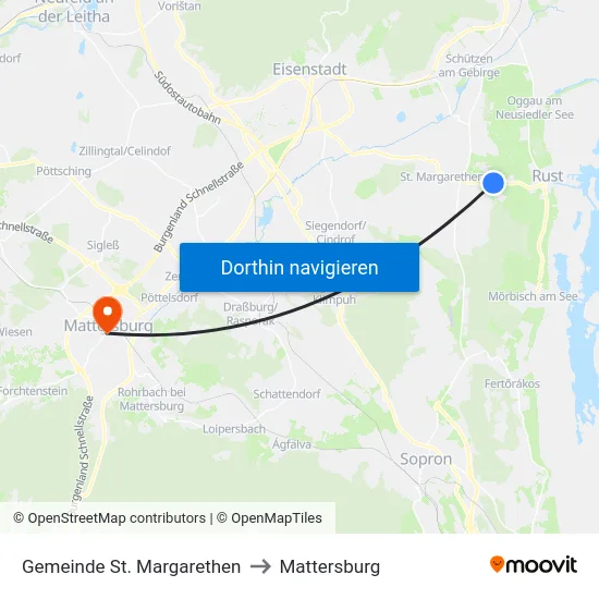 Gemeinde St. Margarethen to Mattersburg map