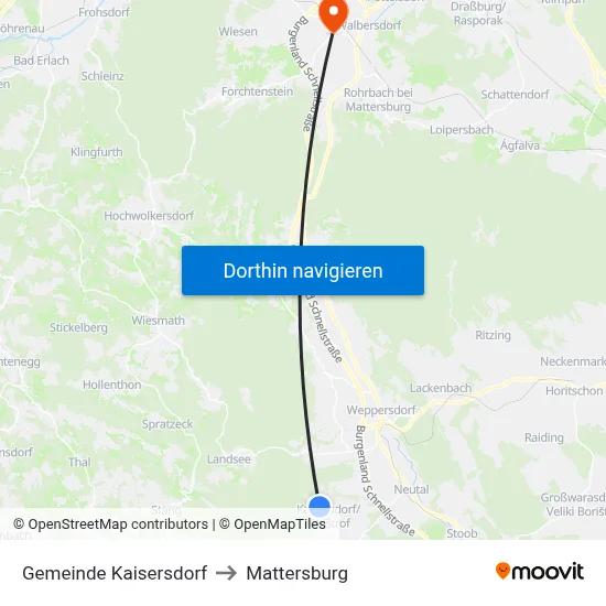 Gemeinde Kaisersdorf to Mattersburg map