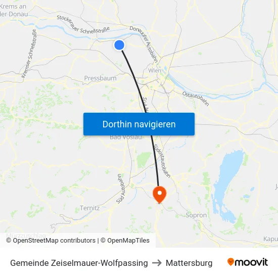 Gemeinde Zeiselmauer-Wolfpassing to Mattersburg map