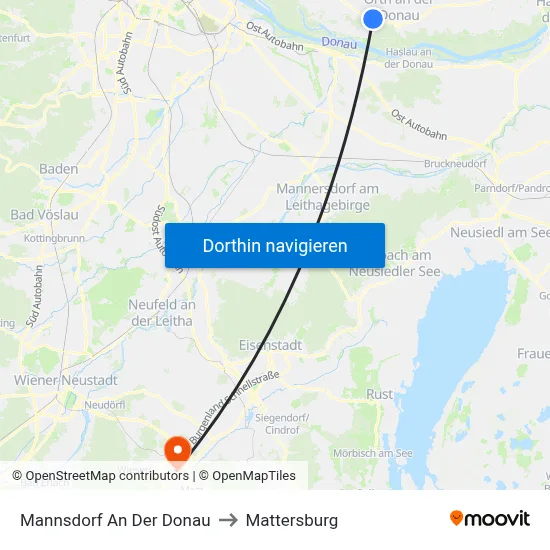 Mannsdorf An Der Donau to Mattersburg map