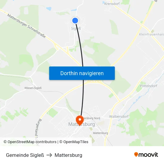 Gemeinde Sigleß to Mattersburg map