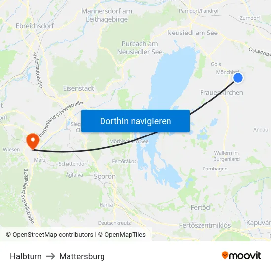 Halbturn to Mattersburg map