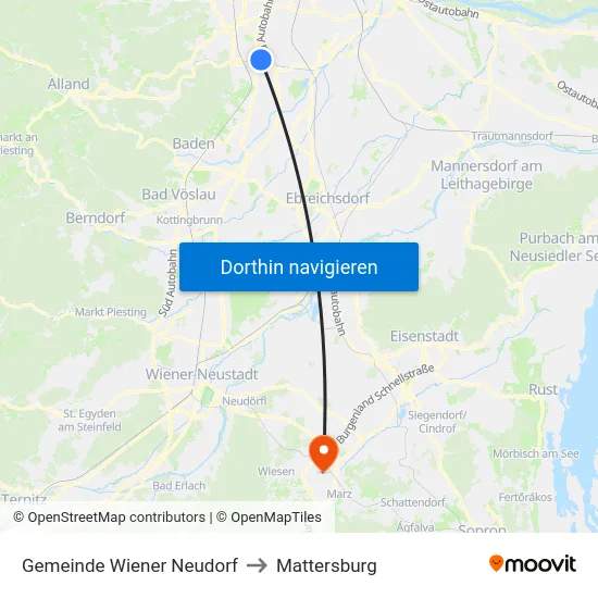 Gemeinde Wiener Neudorf to Mattersburg map