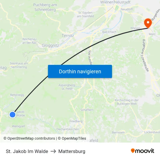 St. Jakob Im Walde to Mattersburg map
