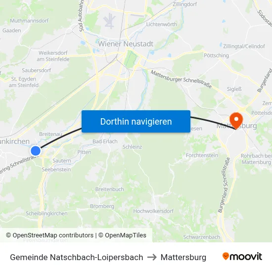 Gemeinde Natschbach-Loipersbach to Mattersburg map